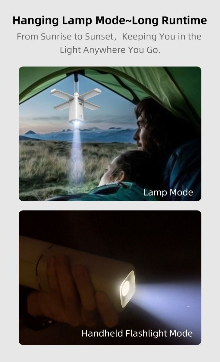 Klarus CL2 750 lumen fritt foldbar campinglampe, bærbar, øyevennlig, allsidig lampe med 7 lysmoduser
