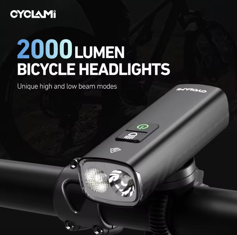 CYCLAMI Sykkelfrontlys BR2000 Type-C MTB Vei Høylys Lampe Styre Sykkellys