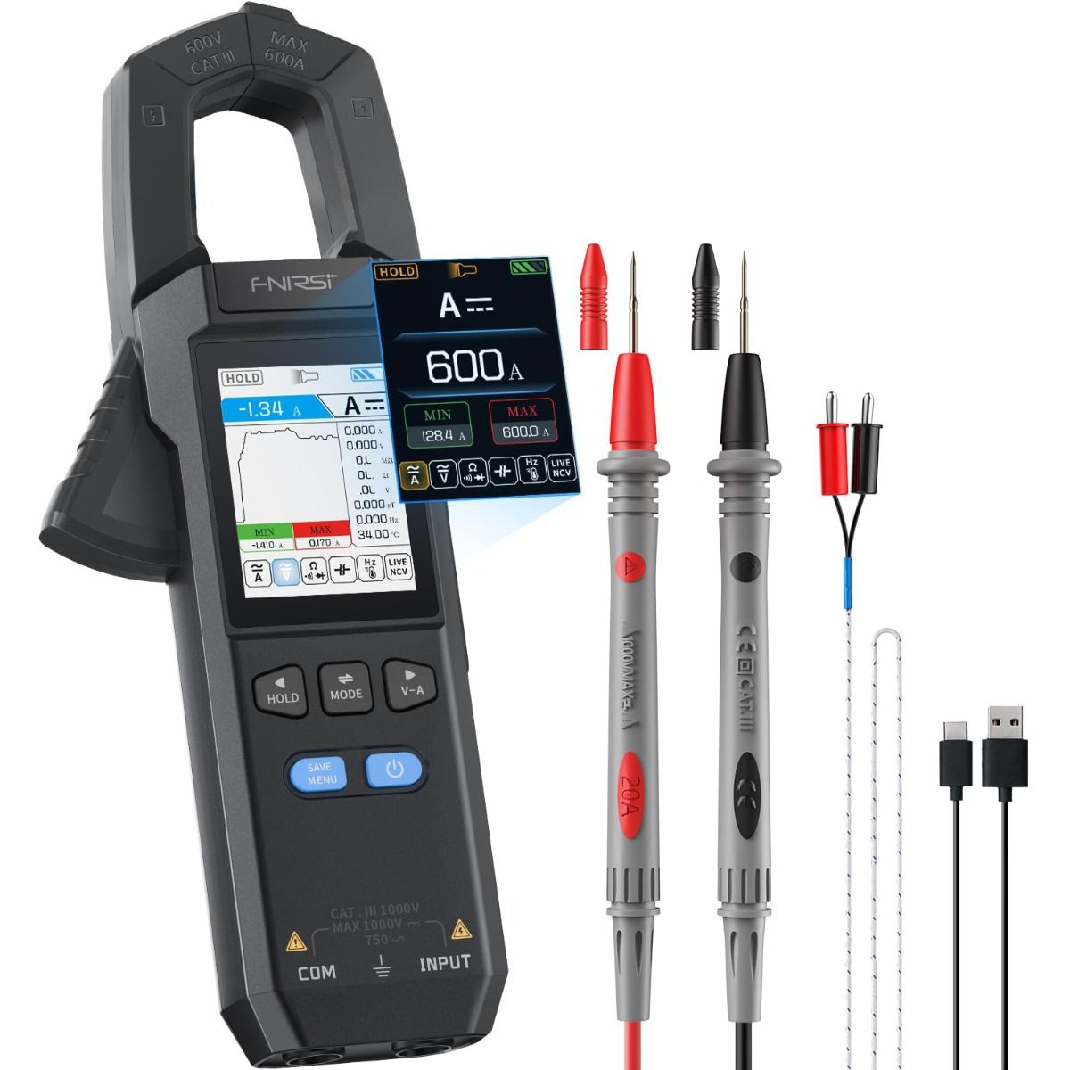 FNIRSI DMC-100 Strømtang Multimeter: Automatisk & Intelligent Høypresisjons Universalmåler