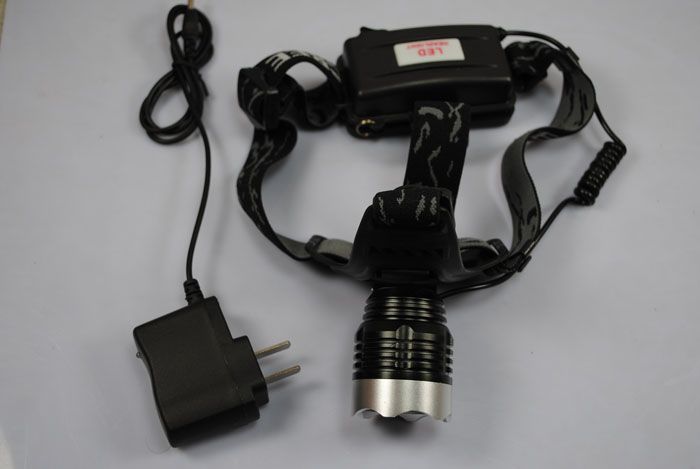 UltraFire A1 1200 lumen Høyeffekts T6 LED-hodelykt med 3 moduser, lett og vanntett for utendørs