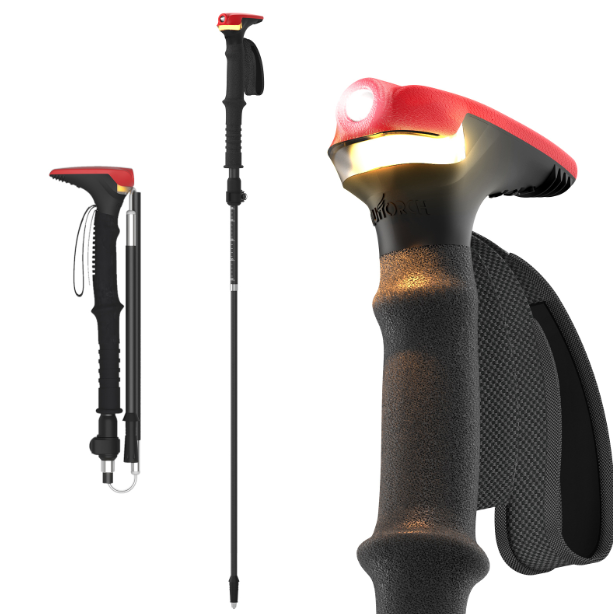 GUITORCH Trail Back LED-turstaver: Lettvekt aluminium vandrestaver for trygge turer