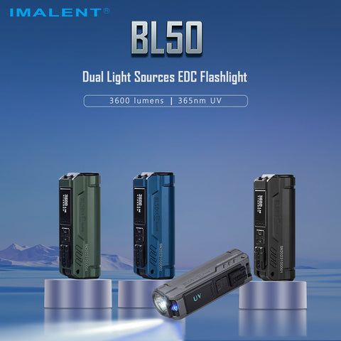 IMALENT BL50 3600 Lumens EDC Lommelykt Kompakt Type-C Oppladbar med OLED-skjerm for Utendørseventyr