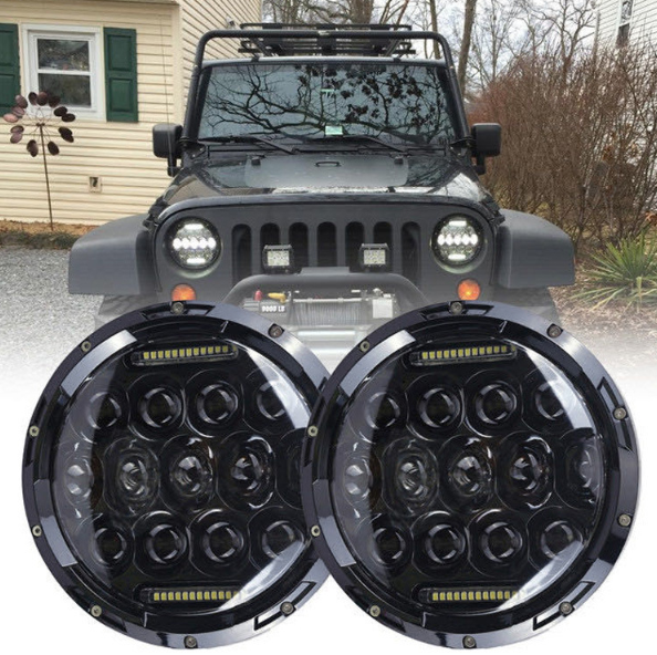 7 Tommers Motorsykkel LED-Hodelykt Beam DRL Blinklys 7" Rund Hodelykt for Harley Jeep Wrangler Hummer