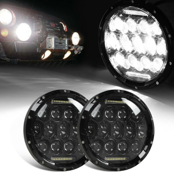 7 Tommers Motorsykkel LED-Hodelykt Beam DRL Blinklys 7" Rund Hodelykt for Harley Jeep Wrangler Hummer