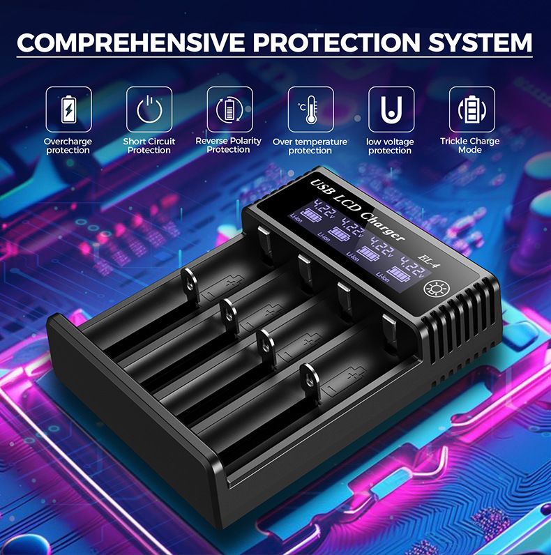 USB LCD smartlader for batterier – effektiv lader for 18650, AA og AAA-batterier med LCD-skjerm – allsidig og bærbar