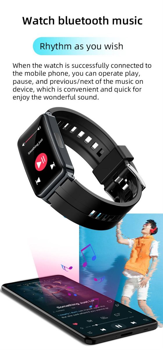 EP01 Blodsukker Smartklokke: EKG, HRV, Hjertefrekvens, Temp. 1,47" HD Vanntett Fitness Tracker