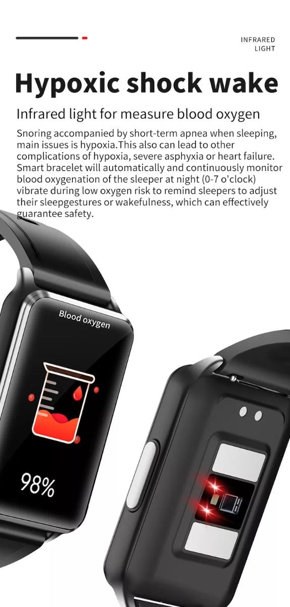 EP02 Blodsukker Smartklokke EKG HRV hjertefrekvens temperatur 1,57" HD vanntett Smartarmbånd Fitness Tracker