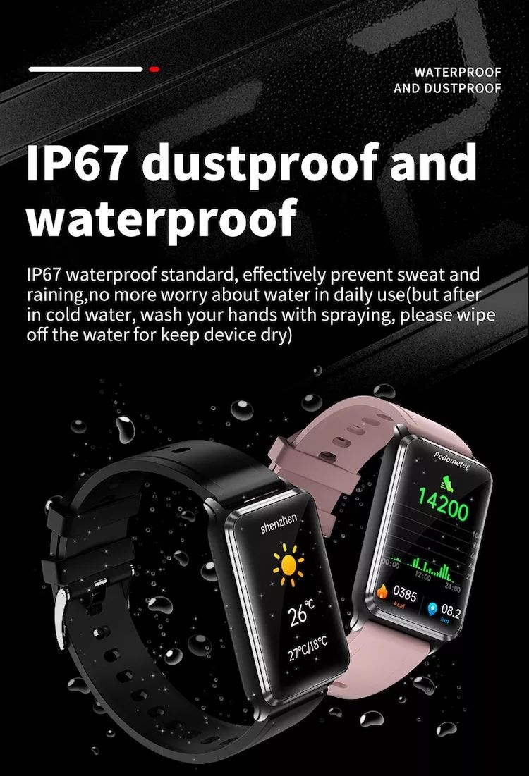 EP02 Blodsukker Smartklokke EKG HRV hjertefrekvens temperatur 1,57" HD vanntett Smartarmbånd Fitness Tracker