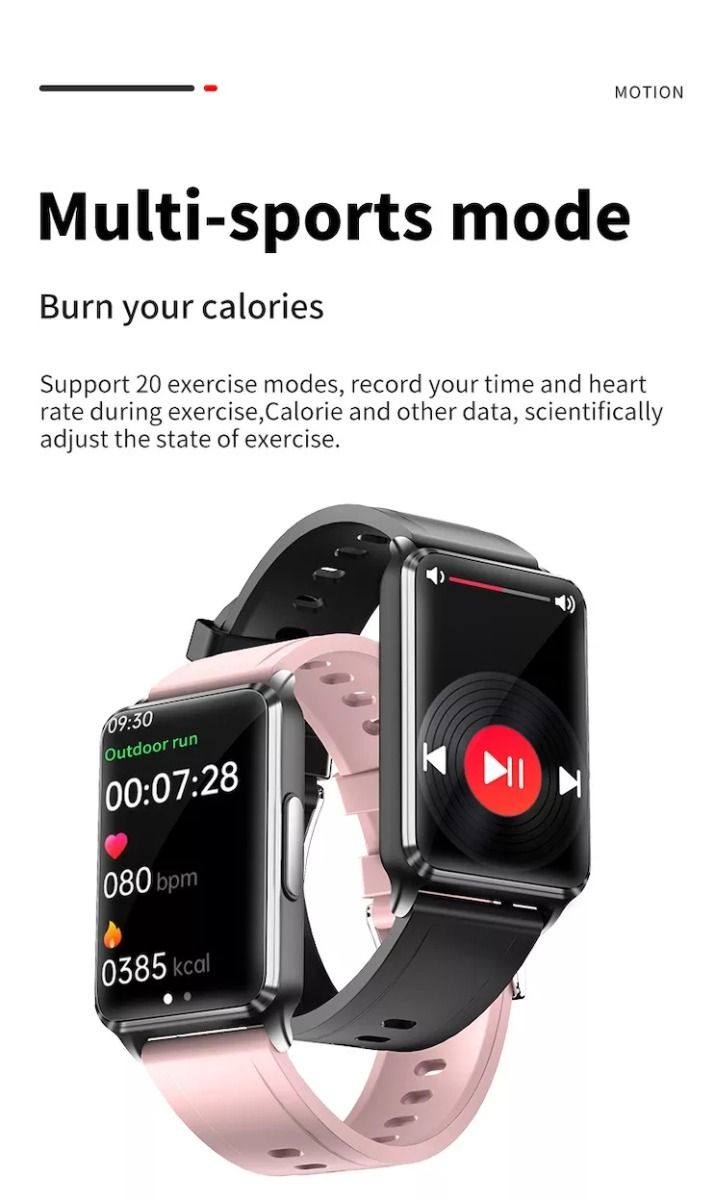 EP02 Blodsukker Smartklokke EKG HRV hjertefrekvens temperatur 1,57" HD vanntett Smartarmbånd Fitness Tracker