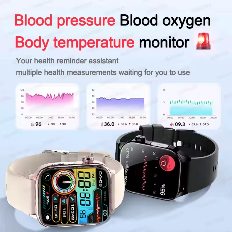 ET585 ECG+PPG AI Health Diagnose Smartklokke for menn og kvinner – Klokke med blodlipid, blodtrykk, urinsyre og puls