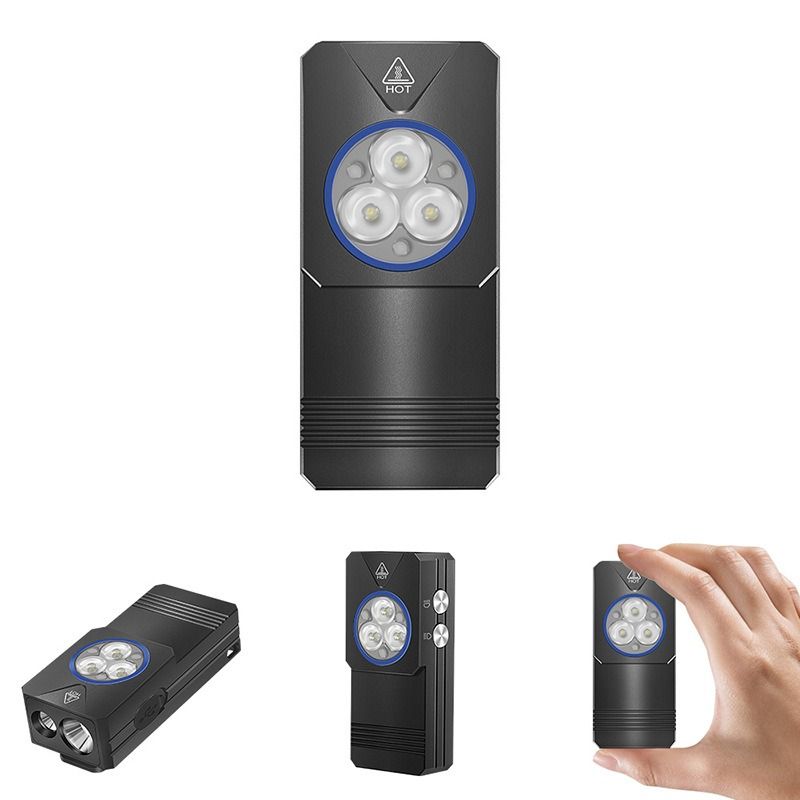 EV30 Mini LED EDC-lommelykt med 365nm UV-lys, 550 lumen USB-C oppladbar nøkkelring-lommelykt