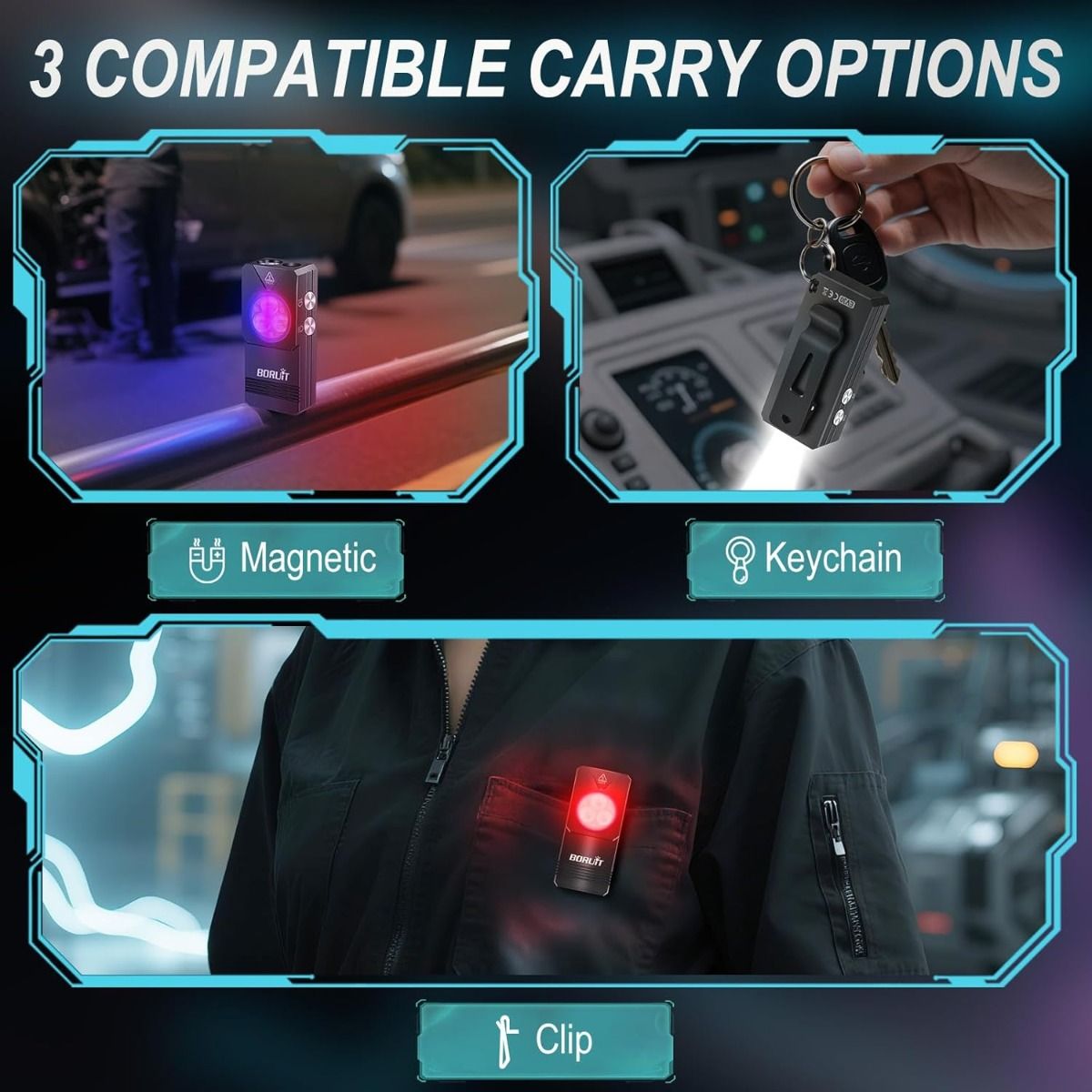 EV30 Mini LED EDC-lommelykt med 365nm UV-lys, 550 lumen USB-C oppladbar nøkkelring-lommelykt
