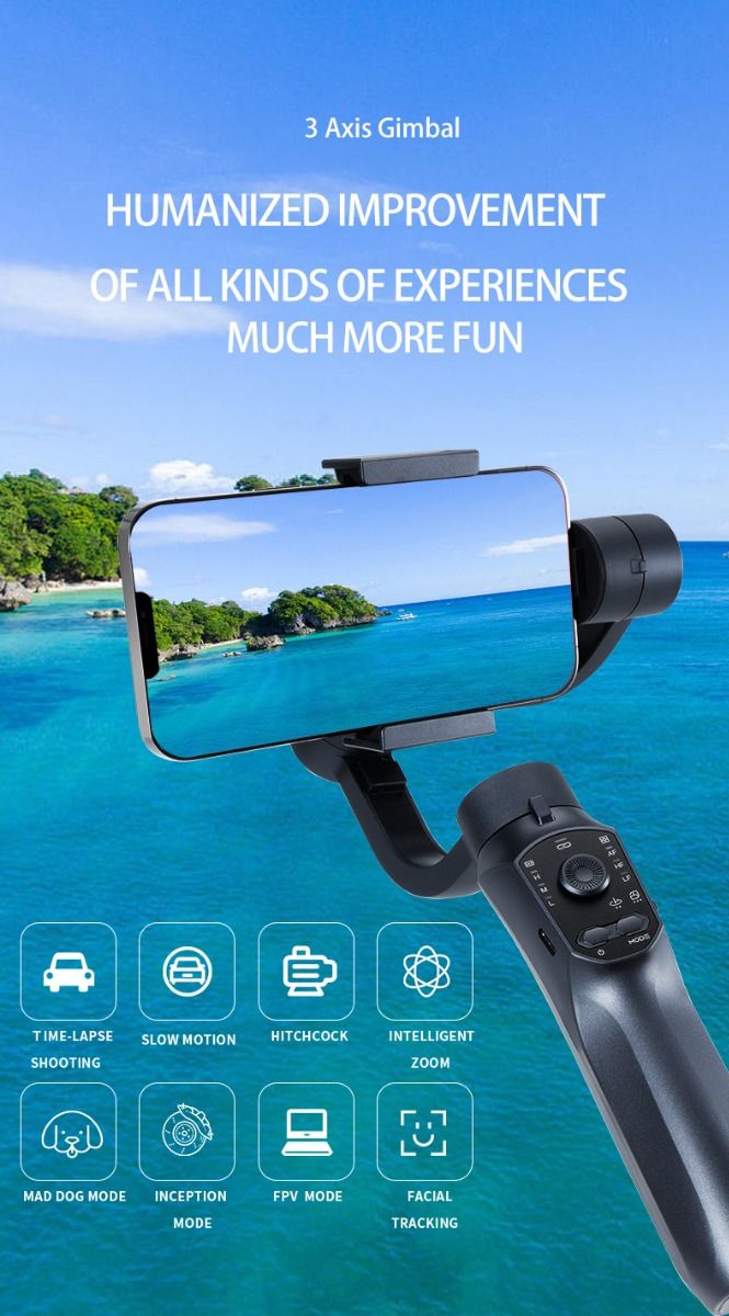 F10 Pro Stabilizer 3-akset telefon-gimbal for mobilfilmskaping med smarttelefonkompatibilitet og ansiktsgjenkjenning