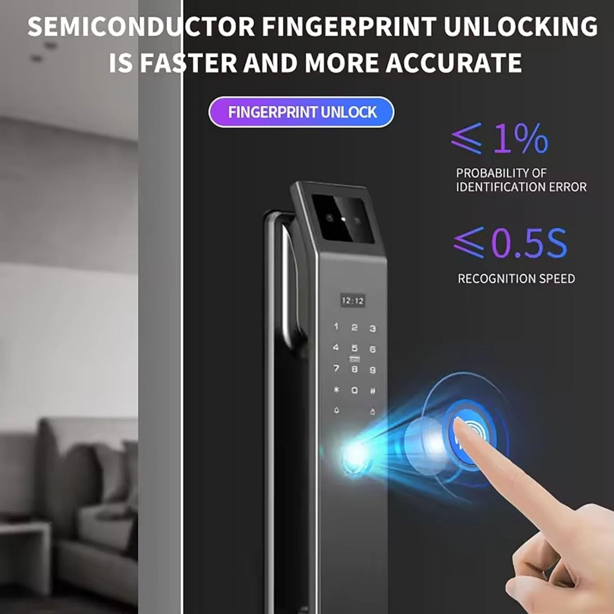 3D ansiktsgjenkjenning opplåsing digital dørlås med kamera fingeravtrykk passord opplåsing nøkkelfri elektronisk dørlås