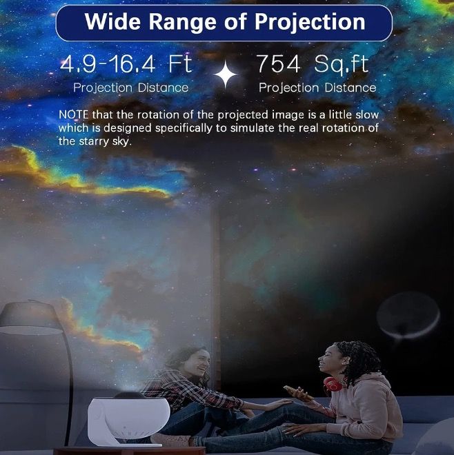 Nattlys galakseprojektor 12-i-1 planetariumlampe for barn med 360° roterende beroligende atmosfære