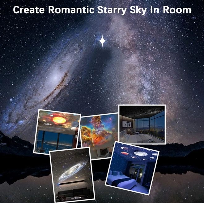 Nattlys galakseprojektor 12-i-1 planetariumlampe for barn med 360° roterende beroligende atmosfære