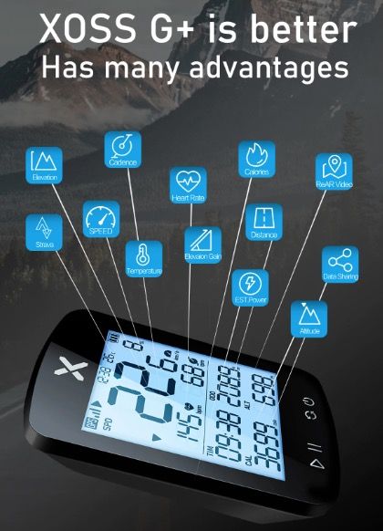 XOSS G+ G2 Sykkelcomputer GPS generasjon trådløs speedometer tracker med tilpasset skjerm og pulssensor