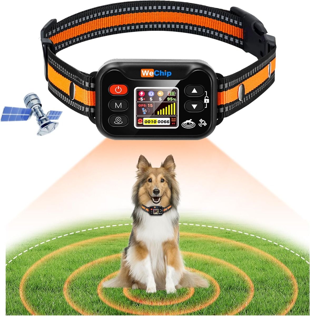 Trådløst hundegjerdehalsbånd, GPS-system for kjæledyravgrensing, oppladbart bjeffehalsbånd for hund, vannavstøtende antibjeff-trener, for hunder 15-120 lbs
