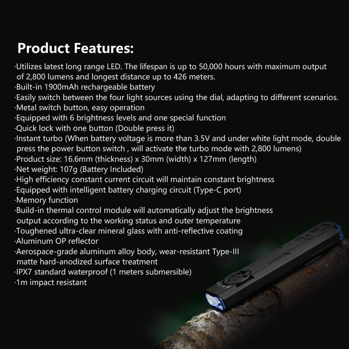 IMALENT GR35 2800 Lumen LED EDC Lommelykt (Grønn)