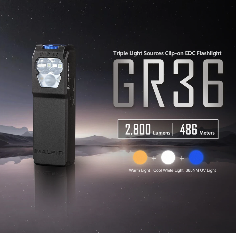 IMALENT GR36 EDC 2800 Lumens Type-C oppladbar magnetisk superlyssterk klipp-på LED-lommelykt