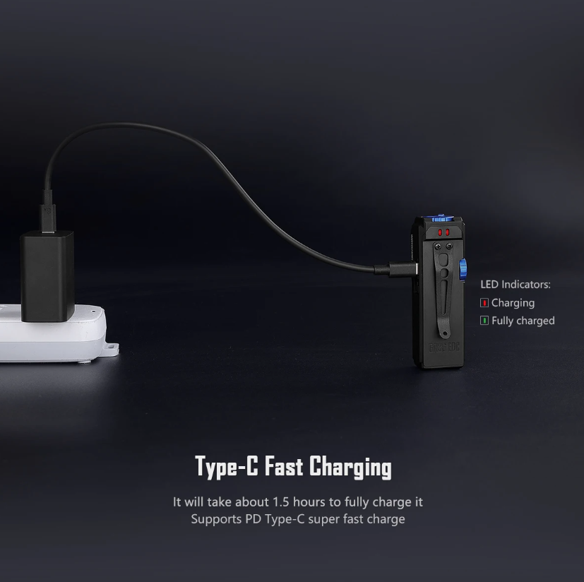 IMALENT GR36 EDC 2800 Lumens Type-C oppladbar magnetisk superlyssterk klipp-på LED-lommelykt