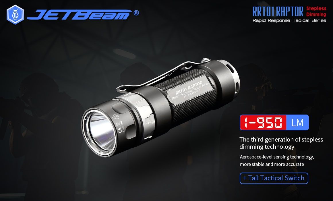JETBeam JET-RRT01 XP-L 950 Lumen LED EDC lommelykt Slitesterk utendørsbelysning for camping og fotturer