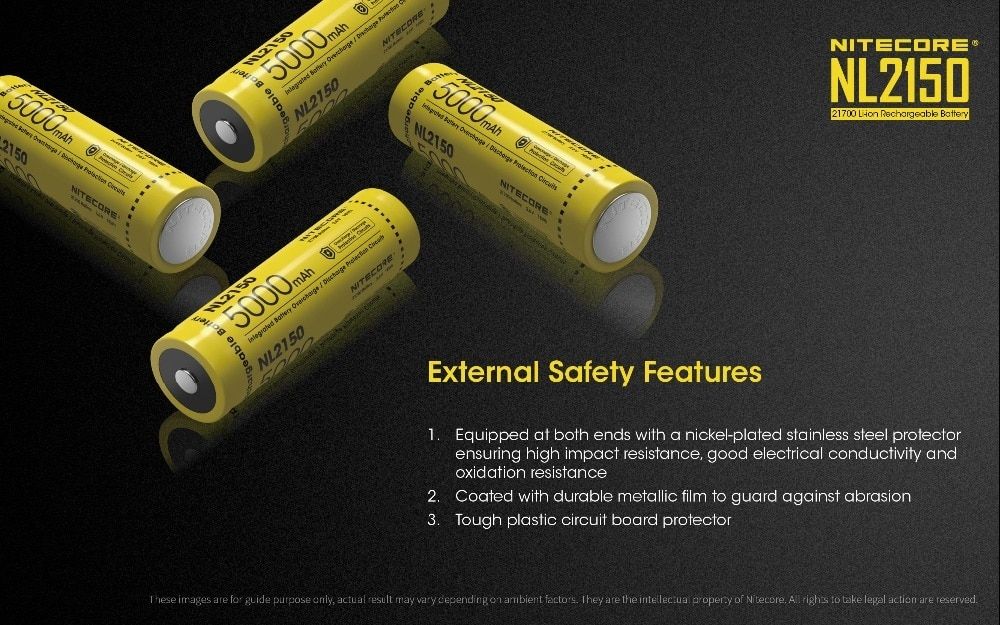 Nitecore NL2150 5000mAh 3.6V Li-ion oppladbart batteri for høy-effekt lommelykter og bærbare elektronikk