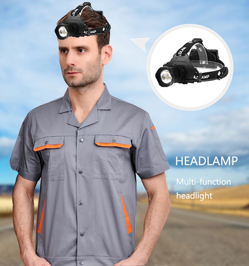 XHP70 LED Hodelykt 8000LM USB Oppladbar Utendørslys IPX5 Vanntett Justerbare Moduser for Camping og Fotturer
