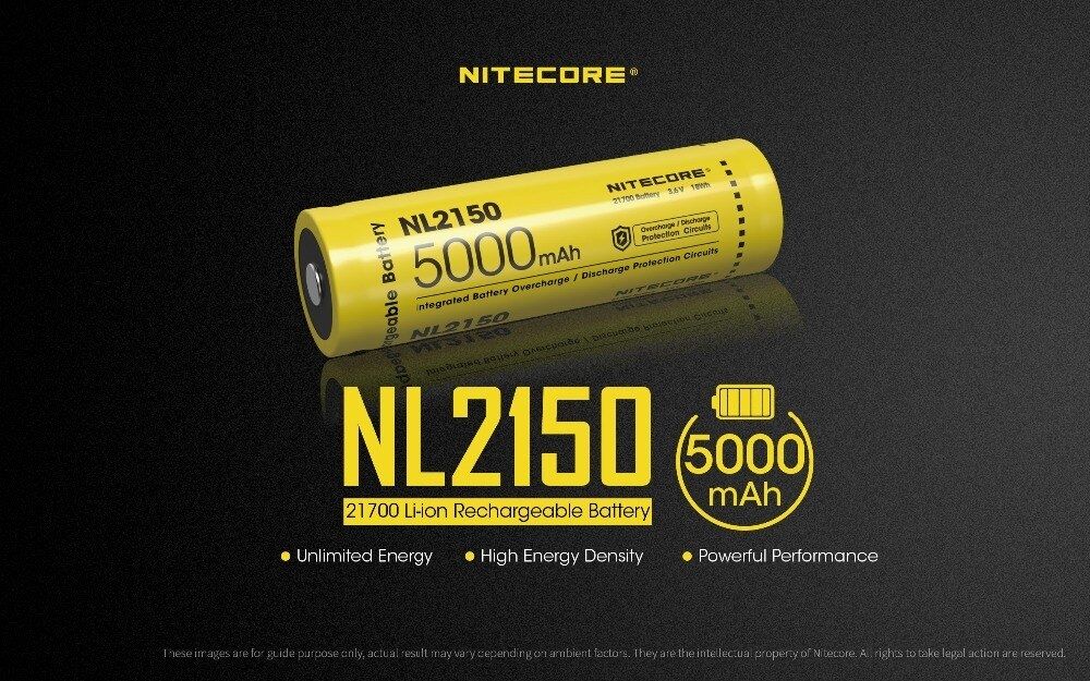 Nitecore NL2150 5000mAh 3.6V Li-ion oppladbart batteri for høy-effekt lommelykter og bærbare elektronikk
