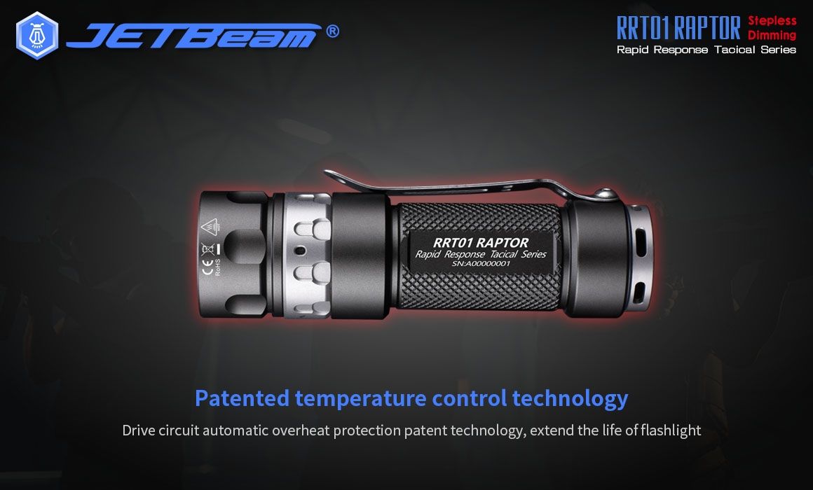 JETBeam JET-RRT01 XP-L 950 Lumen LED EDC lommelykt Slitesterk utendørsbelysning for camping og fotturer
