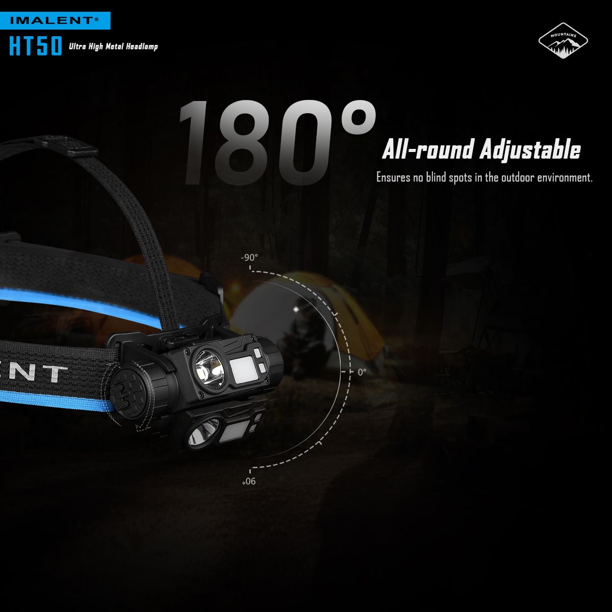 IMALENT HT50 LED eventyrhodelykt med doble lyskilder, oppladbar, lettvektsdesign og høy lumen-ytelse