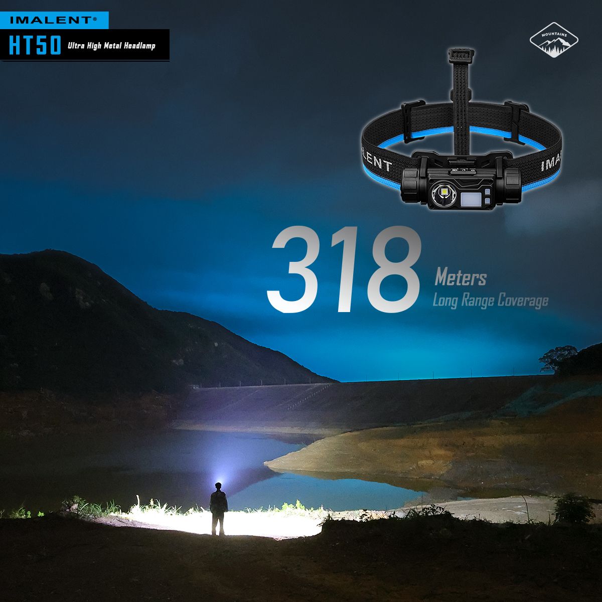 IMALENT HT50 LED eventyrhodelykt med doble lyskilder, oppladbar, lettvektsdesign og høy lumen-ytelse