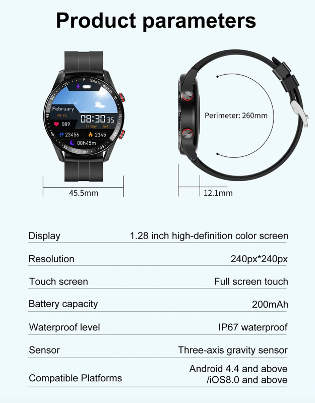 HW20 EKG+PPG Bluetooth-anrop Smartklokke