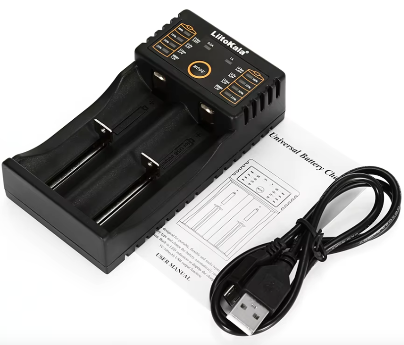 LiitoKala Lii-202 smartlader for 18650 26650 14500 batterier dobbel ladekanal Micro USB-inngang bærbar lader