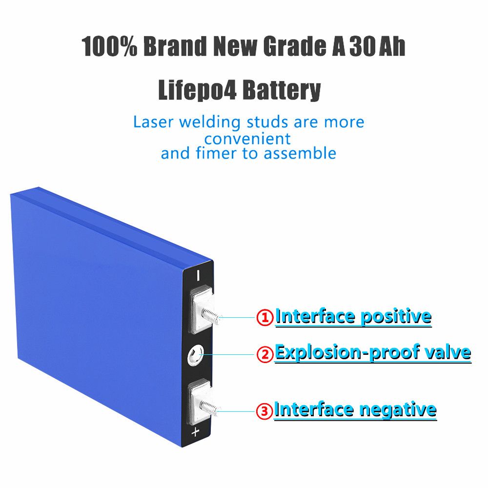 LiitoKala 3.2V 30Ah Lifepo4 batteripakke 4S 12.8V Høy tetthet for elektriske kjøretøy og solenergi, lang sykluslevetid
