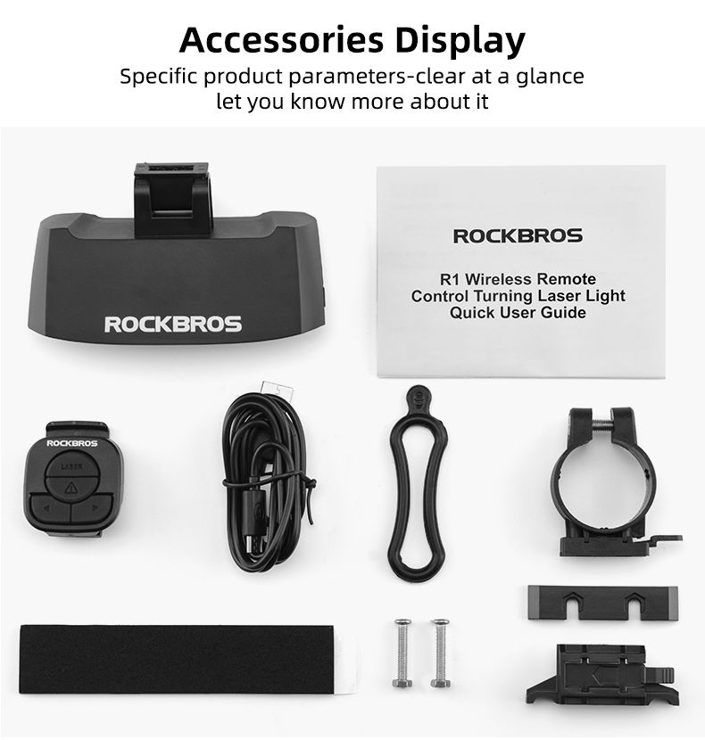 ROCKBROS LKWD-R1 Sykkellys Smart USB-LED med trådløs fjernkontroll for blinklys laserprojektor for sykkelsikkerhet