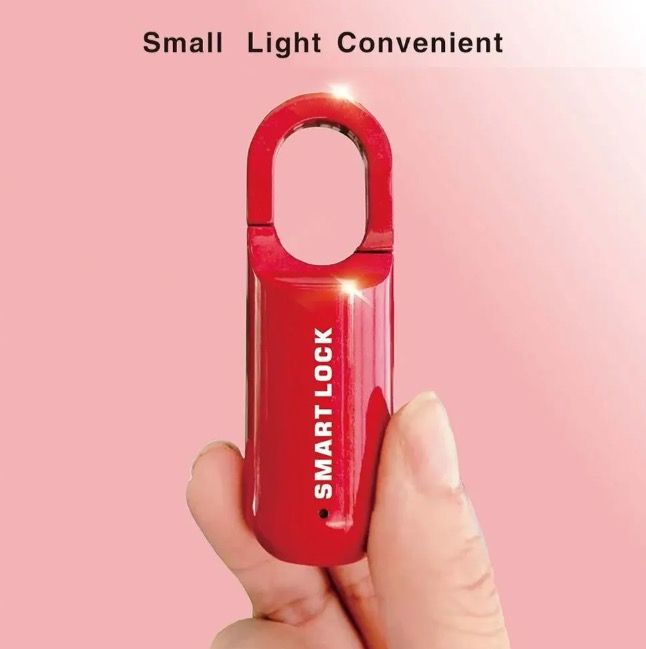 Mini fingeravtrykkshengelås med hurtigåpning, nøkkelfri tilgang, slitesterk konstruksjon og lettvektsdesign for reisesikkerhet