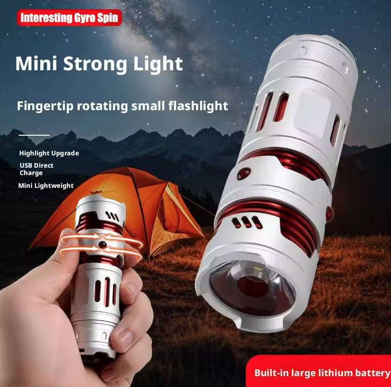 Bærbar mini EDC-lommelykt, USB-oppladbar, nøkkelringlykt