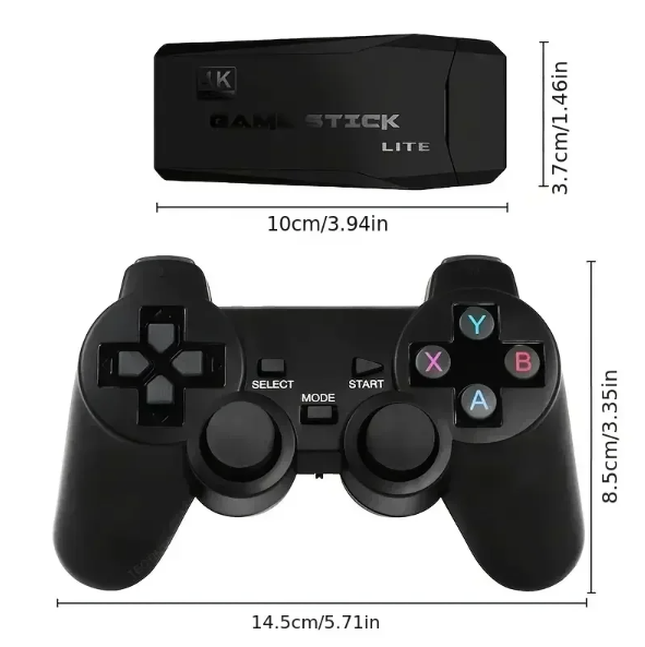 M8 videospillkonsoll med doble 2,4G trådløse kontrollere, 10000 retrospillbibliotek, PS1, Atari, 64G-modell