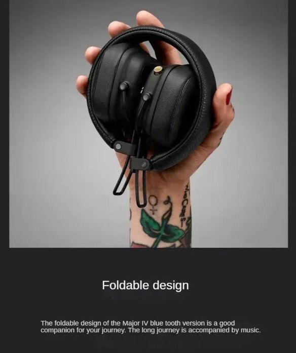 Marshall Major IV Bluetooth-hodetelefoner Klassisk estetikk signaturlyd dyp bass trådløs lading