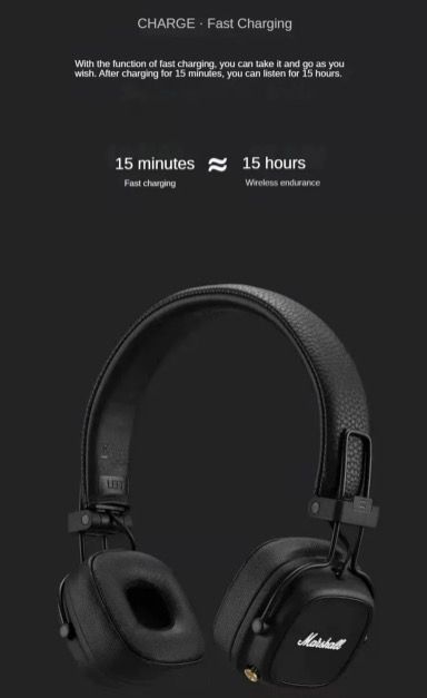 Marshall Major IV Bluetooth-hodetelefoner Klassisk estetikk signaturlyd dyp bass trådløs lading