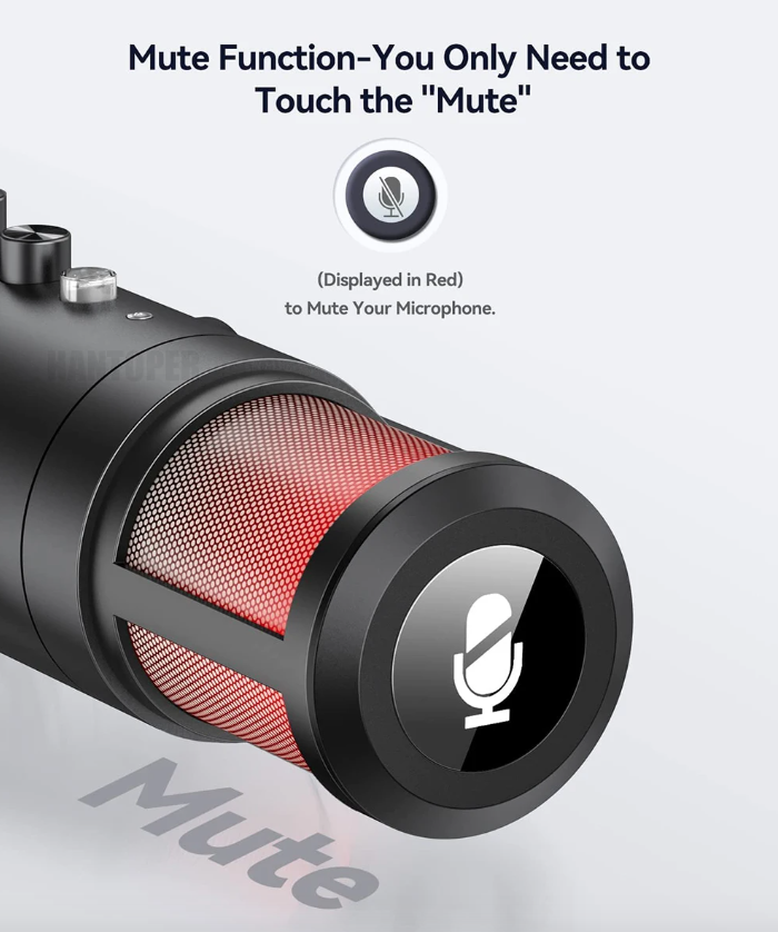 MU900PRO RGB USB-mikrofon for streaming med dynamisk RGB-belysning og kardioid opptaksmønster for høy lydkvalitet