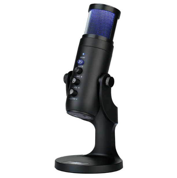 MU900PRO RGB USB-mikrofon for streaming med dynamisk RGB-belysning og kardioid opptaksmønster for høy lydkvalitet