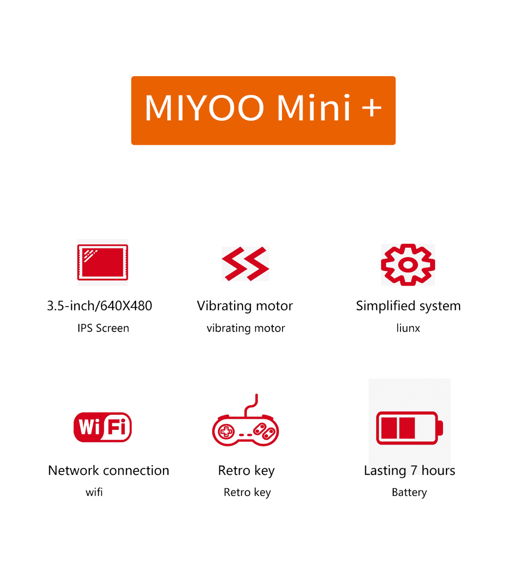 MIYOO Mini Plus bærbar retro spillkonsoll, 3,5-tommers IPS-skjerm, lett, klassiske videospill, kompakt