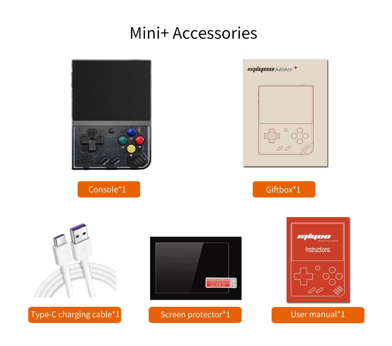 MIYOO Mini Plus bærbar retro spillkonsoll, 3,5-tommers IPS-skjerm, lett, klassiske videospill, kompakt