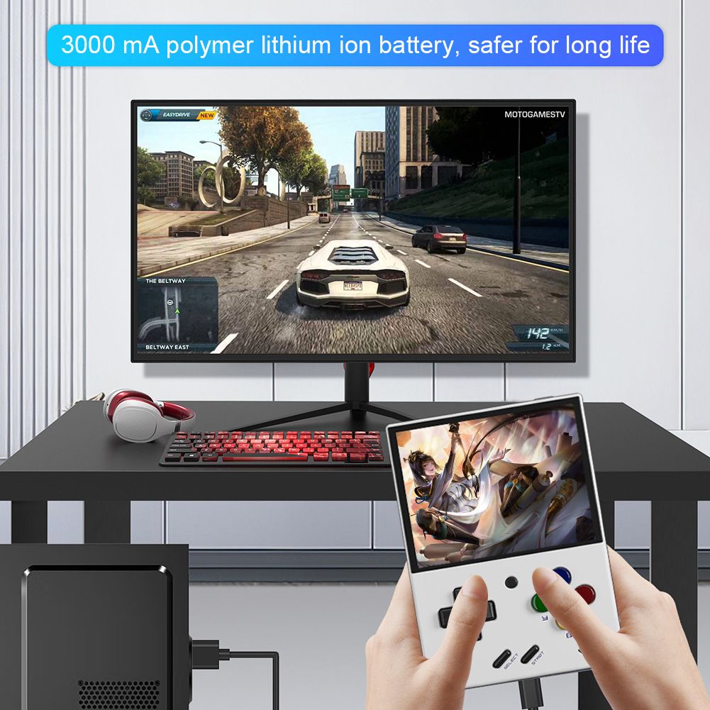 MIYOO Mini Plus bærbar retro spillkonsoll, 3,5-tommers IPS-skjerm, lett, klassiske videospill, kompakt
