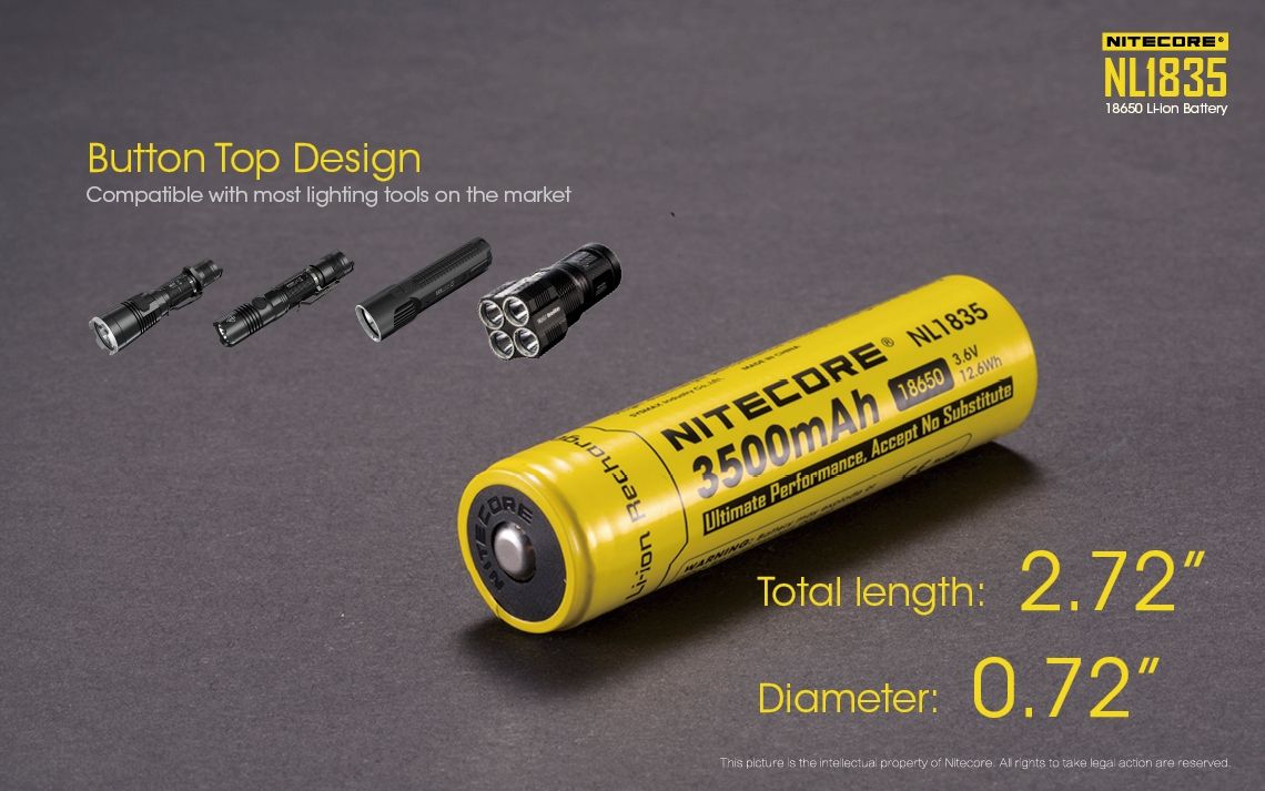 Nitecore 18650 NL1835 3500mAh Li-ion oppladbart batteri for langvarig strøm og pålitelig ytelse