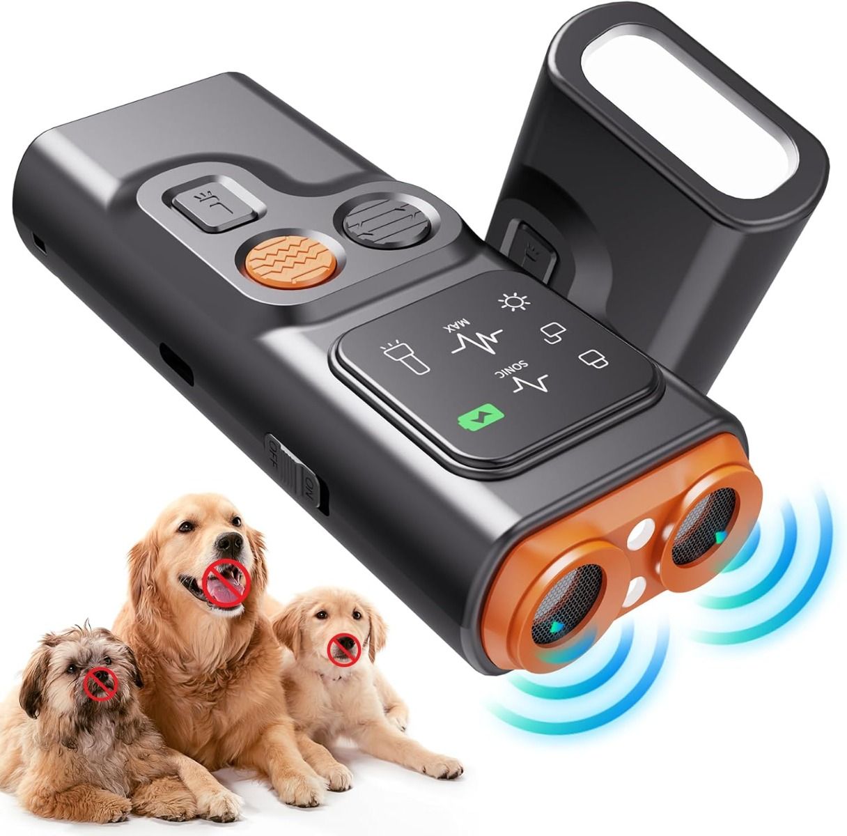 Bark Guard Anti-bjeffeenhet for hunder, bjeffehinderenheter kan stoppe dårlig oppførsel med HD-skjerm og LED-lykt