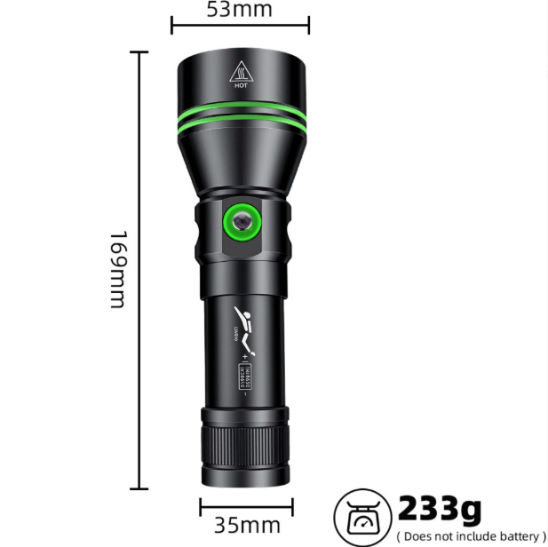 P70 dykkerlommelykt, dykkerlykt 5000 lumen superlyssterk lykt, IPX8 undervanns vanntett nattdykkerlykt 200 meter nedsenkbar lykt