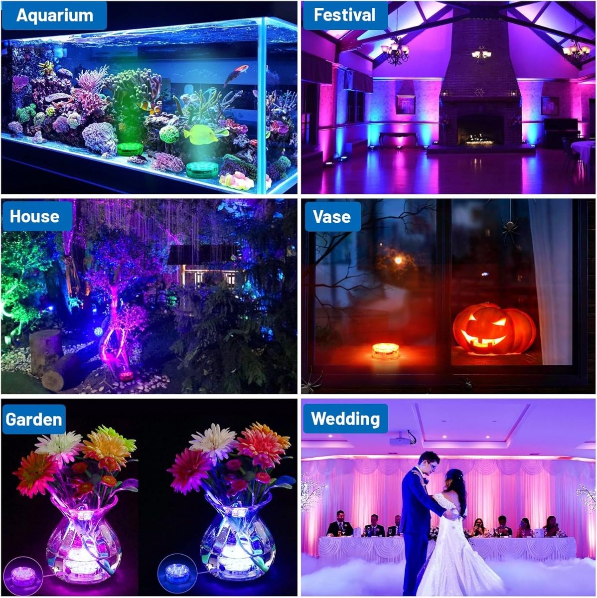 LED Pool Lights 2-Pack, Remote Control, Suction Cup for Pools, Spas, Ponds